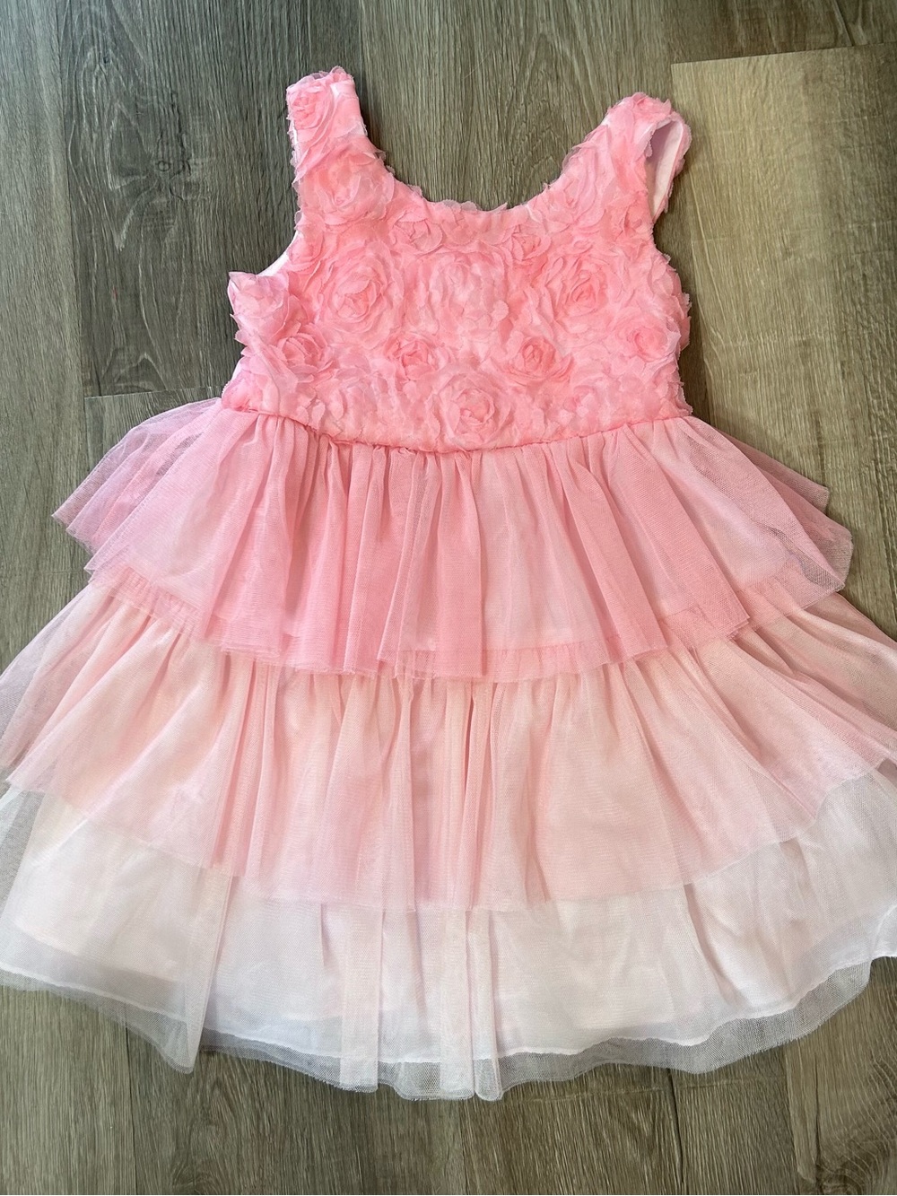 Bonnie Jean Pink Layered Tulle Flower Bodice Dress